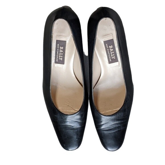 Bally classic black leather pumps round toe block heel Sharna-05 size 7 1/2 C - Picture 9 of 9